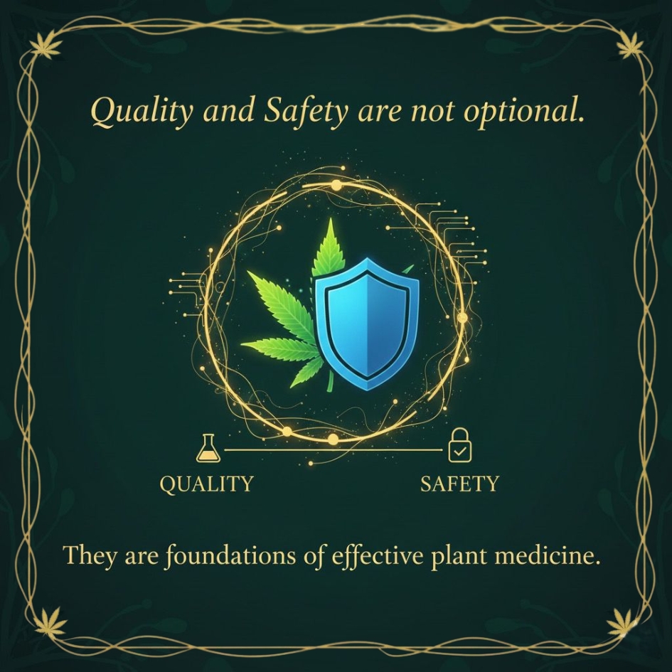 Image of a cannabis leaf and a shield. 